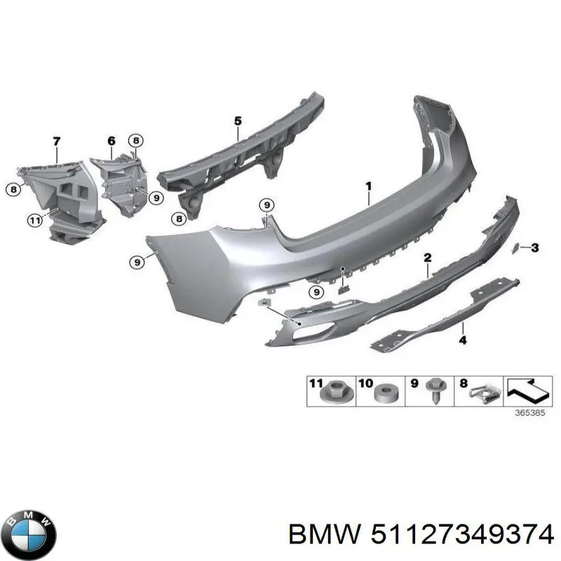 51127349374 BMW soporte de absorbente parachoques trasero central