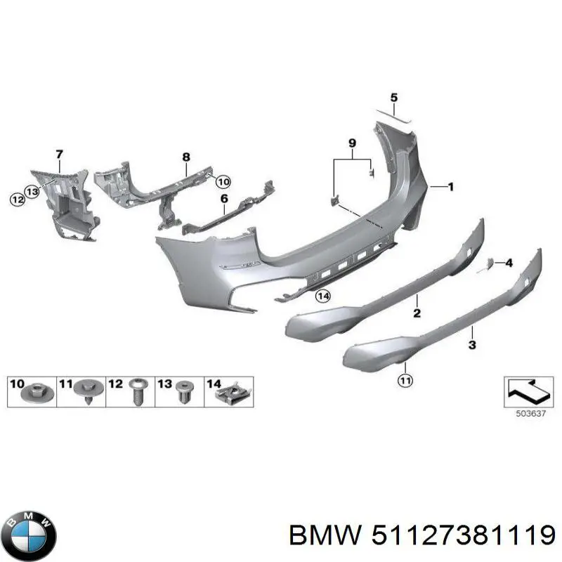 Soporte de parachoques trasero izquierdo BMW 51127381119 precio, desde 94,38 EUR