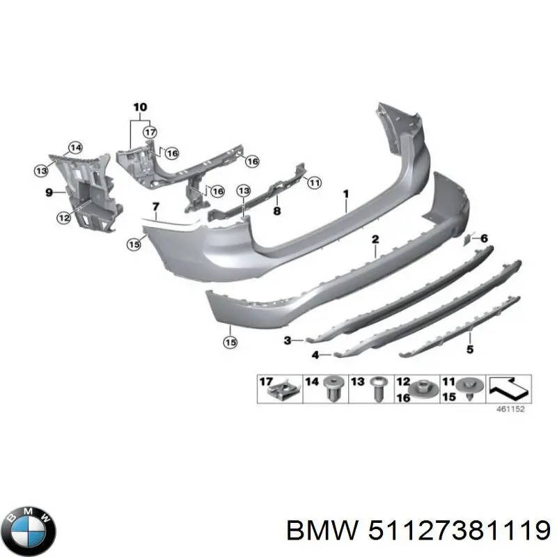51127381119 BMW soporte de parachoques trasero izquierdo