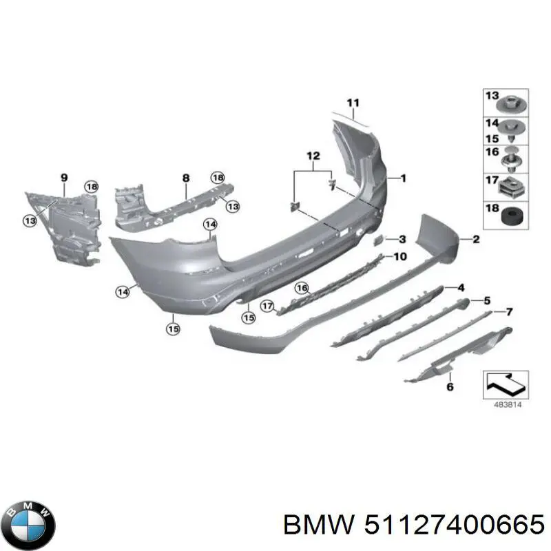 Soporte de parachoques trasero izquierdo BMW 51127400665 precio, desde 90,64 EUR