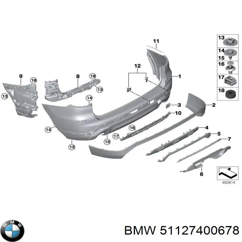 Moldura central del parachoques trasero BMW 51127400678 precio, desde 192,73 EUR
