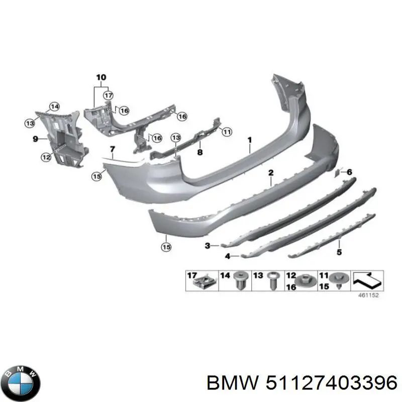 Alerón del parachoques trasero BMW 51127403396 precio, desde 121,00 EUR