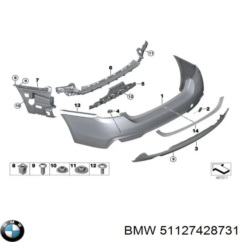 Guía izquierda del parachoques trasero BMW 51127428731 precio, desde 69,70 EUR