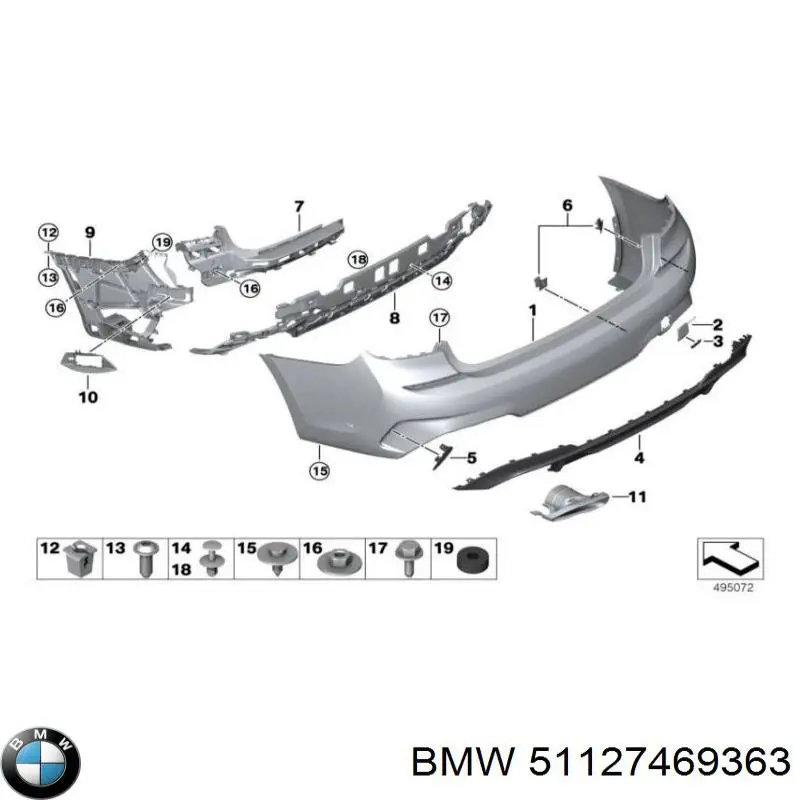 Soporte de parachoques trasero izquierdo BMW 51127469363 precio, desde 20,07 EUR