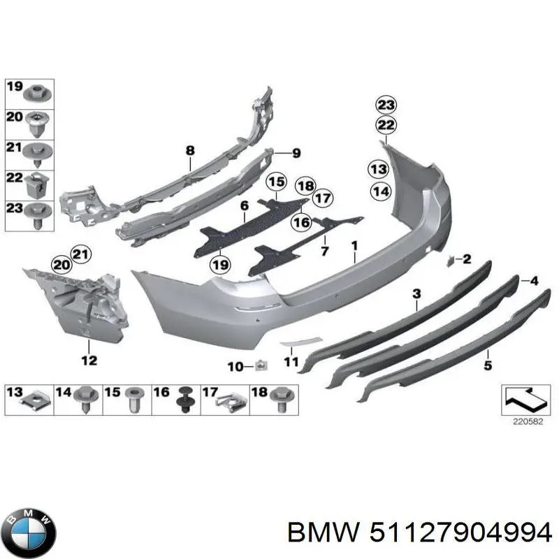 Listón embellecedor/protector, parachoques trasero para BMW 5 (F10)