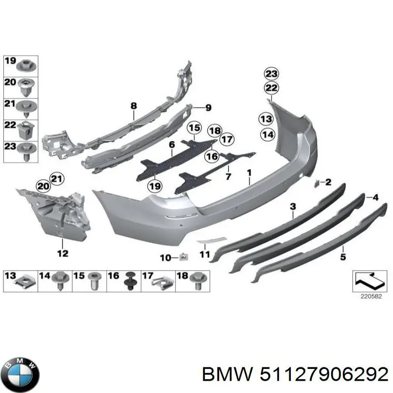 51127906292 BMW soporte de guía para parachoques trasero