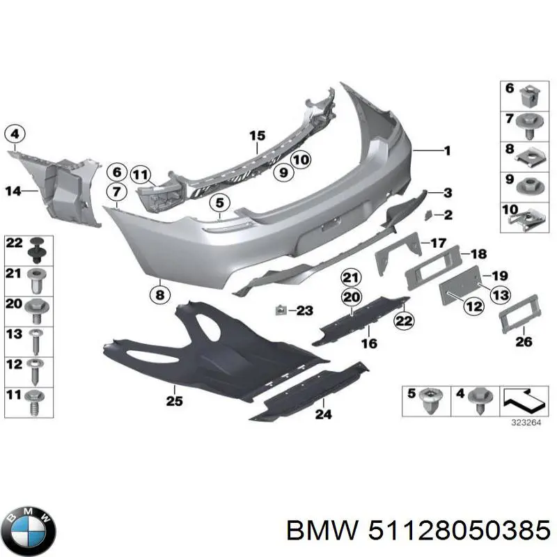 Soporte de parachoques trasero izquierdo BMW 51128050385 precio, desde 103,09 EUR
