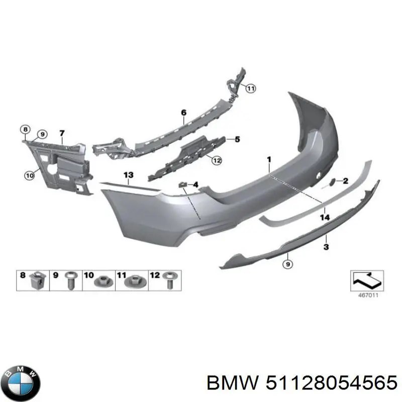 Soporte central del parachoques trasero BMW 51128054565 precio, desde 61,14 EUR
