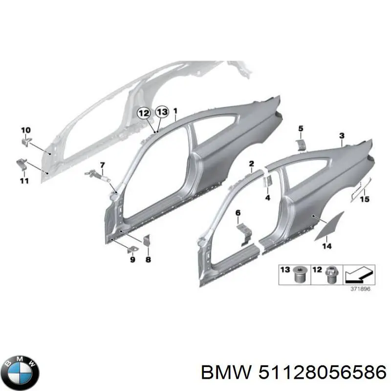 51128056586 BMW listón embellecedor/protector, parachoques delantero derecho