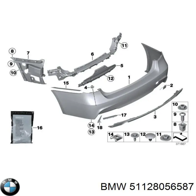 51128056587 BMW rejilla de ventilación, parachoques trasero, izquierda