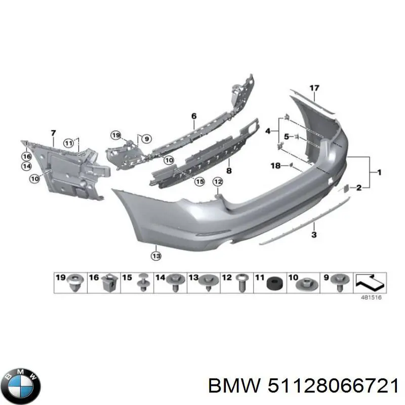 Soporte de parachoques trasero izquierdo BMW 51128066721 precio, desde 28,75 EUR