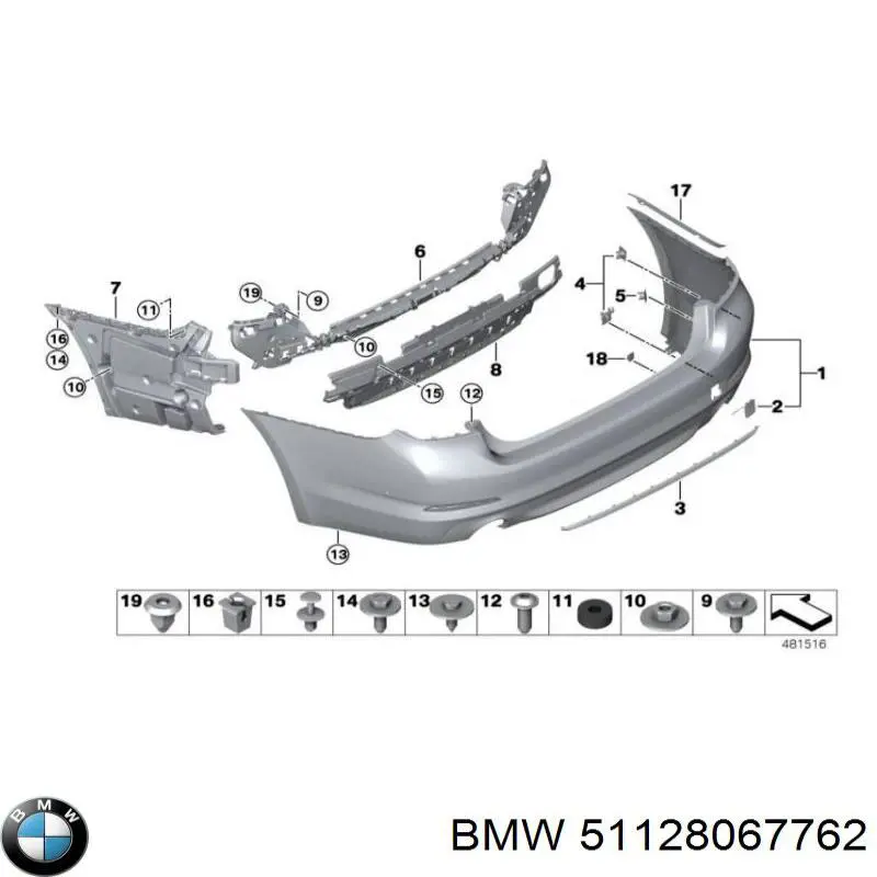 Soporte central del parachoques trasero BMW 51128067762 precio, desde 91,00 EUR