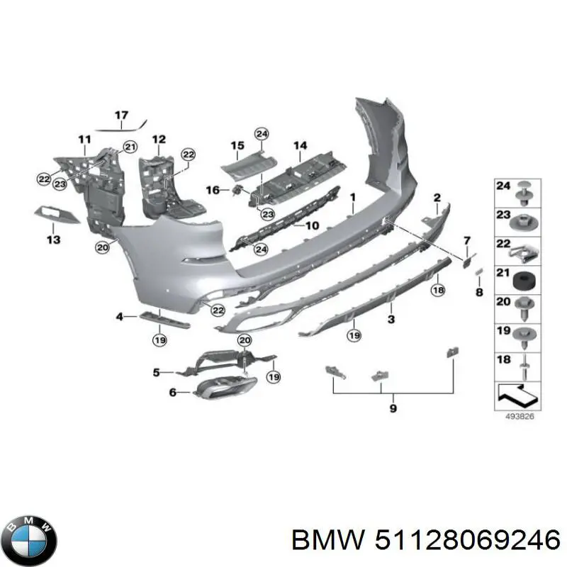 Soporte del parachoques trasero derecho BMW 51128069246 precio, desde 98,98 EUR