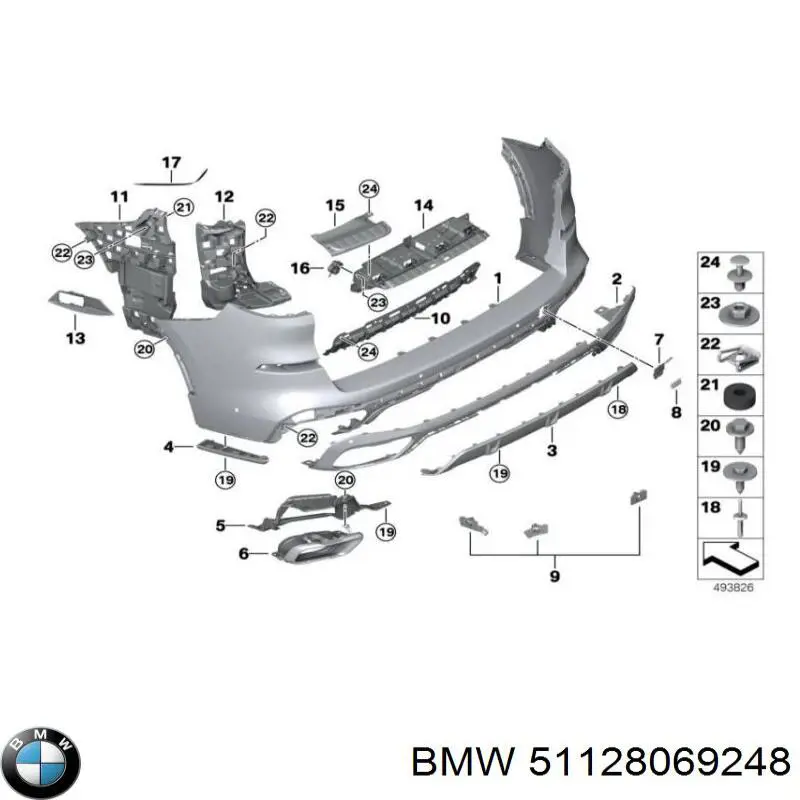 Soporte exterior derecho del parachoques trasero BMW 51128069248 precio, desde 75,85 EUR