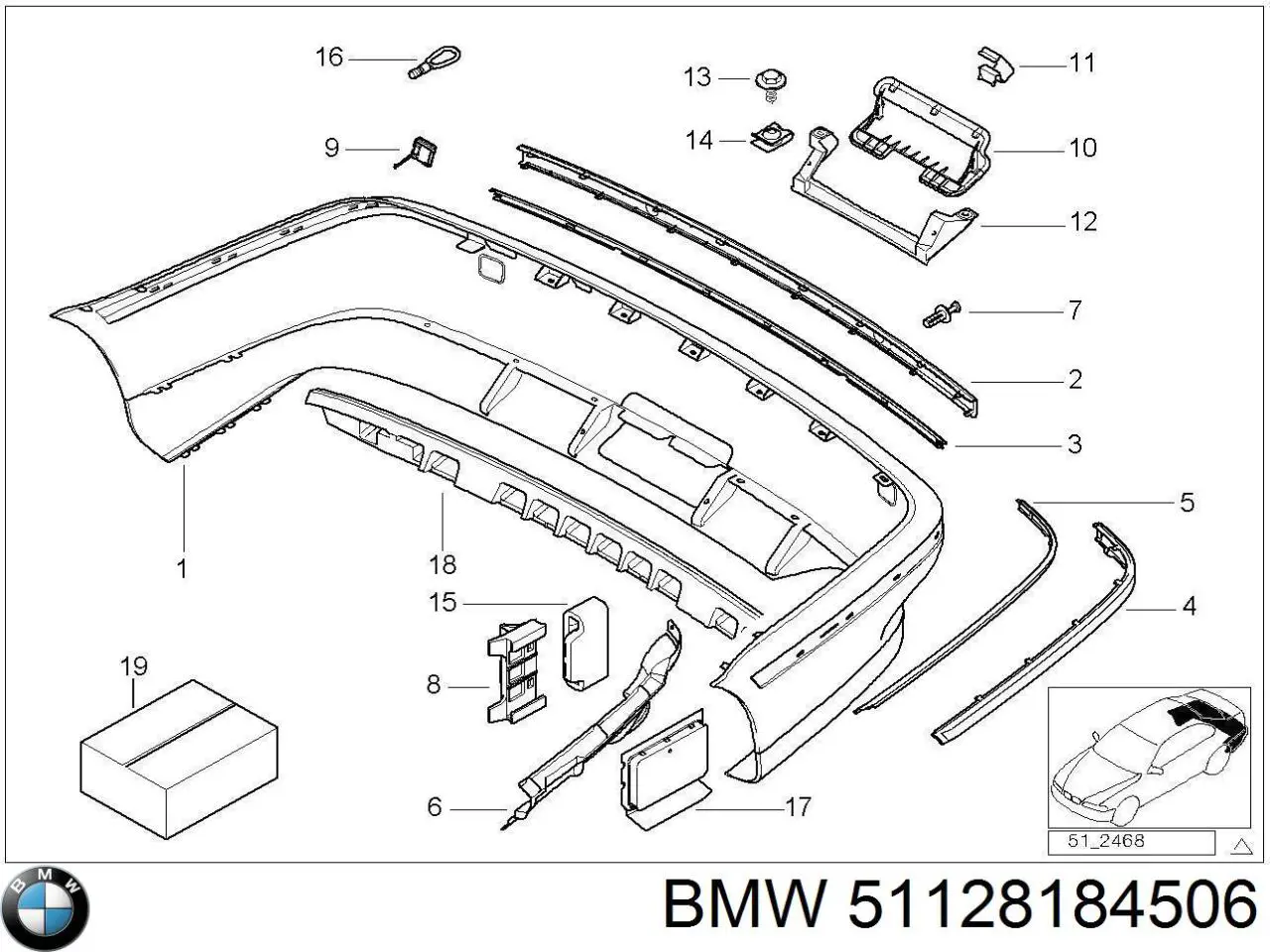 Comprar 51128184506 BMW Moldura de parachoques trasero derecho