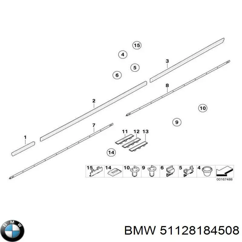 51128184508 BMW listón embellecedor/protector, parachoques trasero derecho