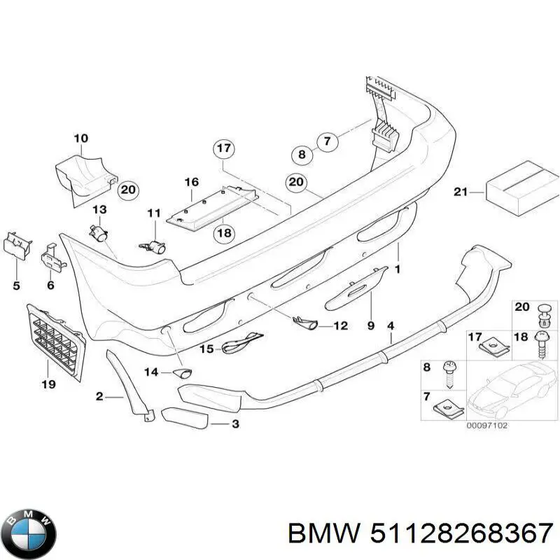 Soporte para sensores de estacionamiento trasero central para BMW X5 (E53)