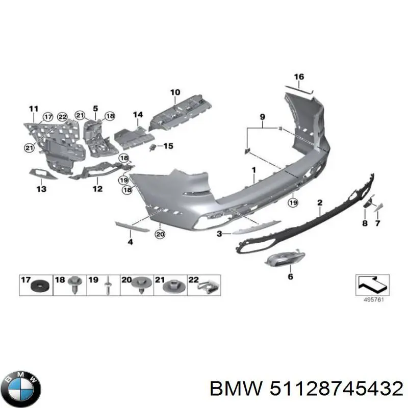 Comprar 51128745432 BMW Protector parachoques trasero