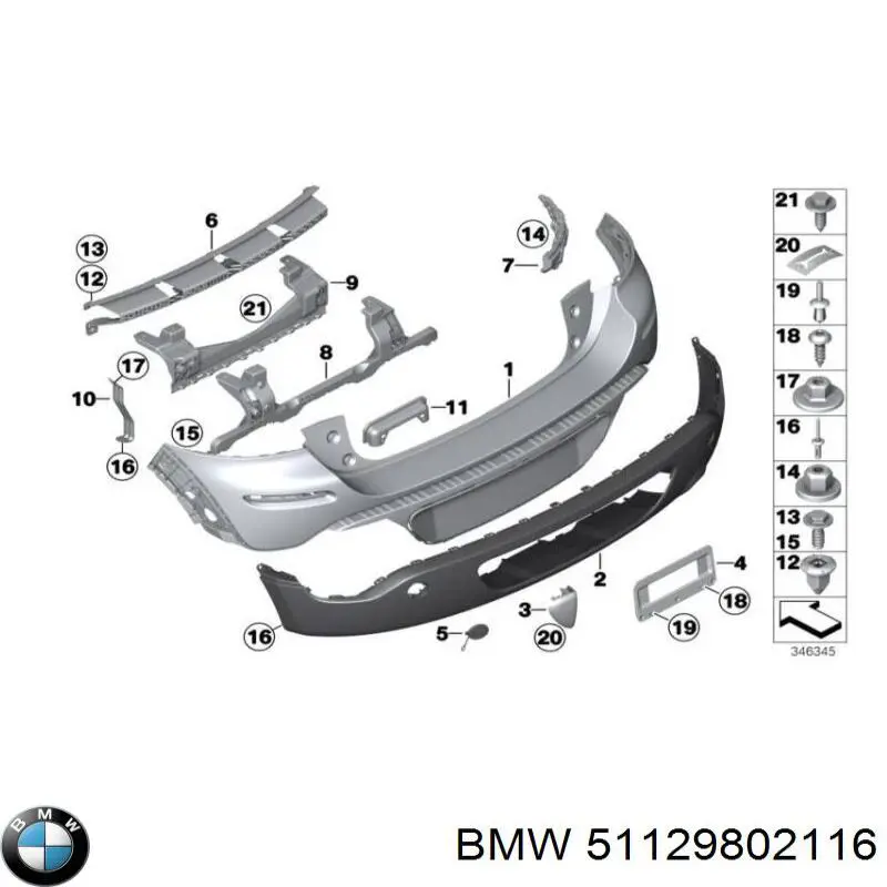 51129802116 BMW soporte de guía para parachoques trasero, derecho
