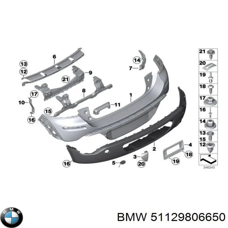 51129806650 BMW cobertura de parachoques, enganche de remolque, trasera