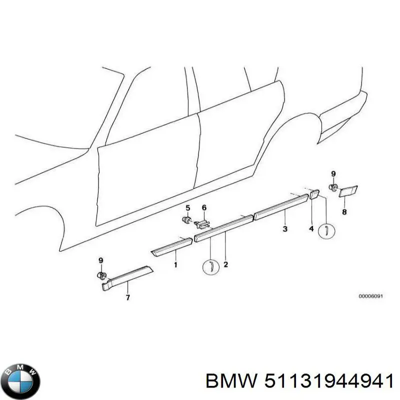 51131944941 BMW moldura de guardabarro delantero izquierdo