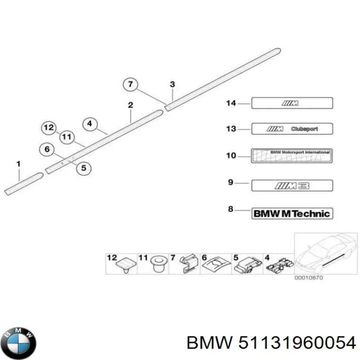 Clips de fijación de moldura de puerta BMW 51131960054