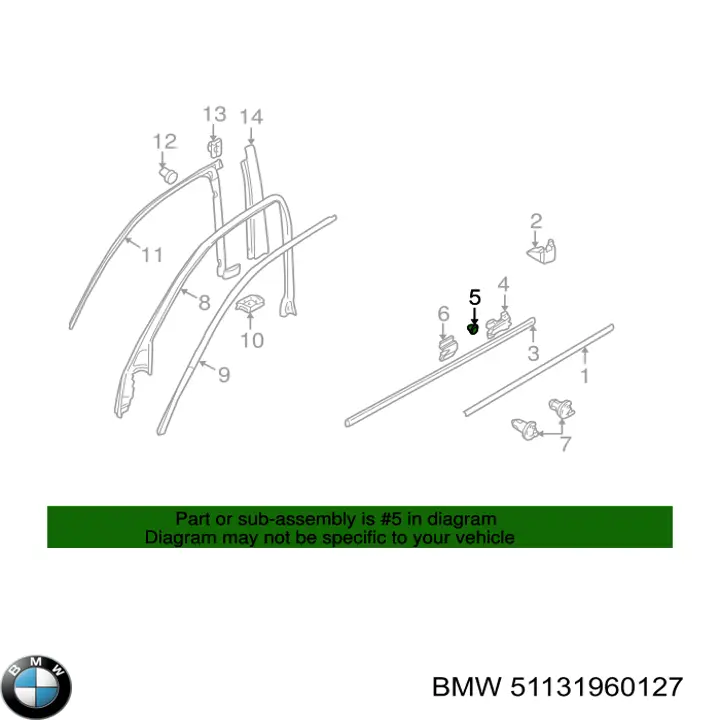Comprar 51131960127 BMW Clip de fijación de moldura de puerta