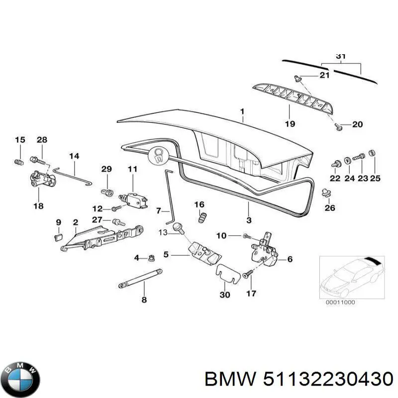 Moldura de tapa de maletero BMW 51132230430 precio, desde 79,25 EUR