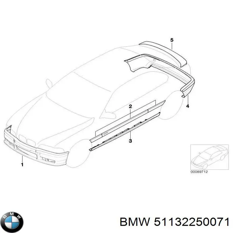 51132250071 BMW moldura de guardabarro delantero izquierdo