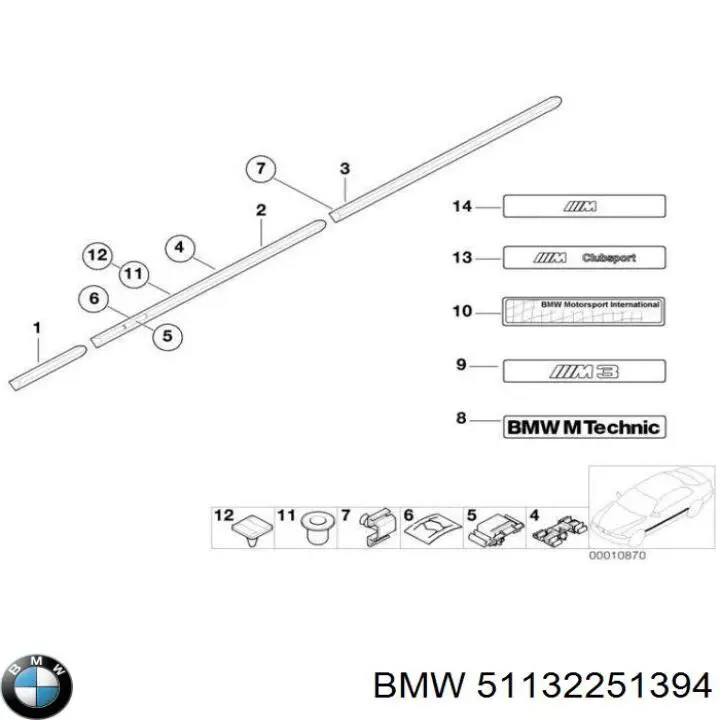 51132251394 BMW clips de fijación de pasaruedas de aleta delantera