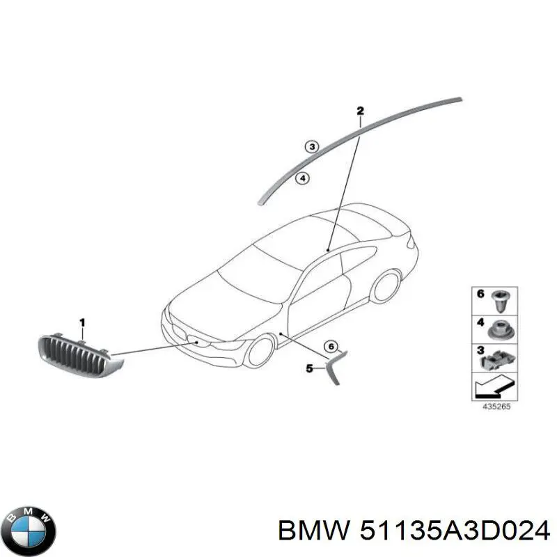 51135A3D024 BMW panal de radiador derecha