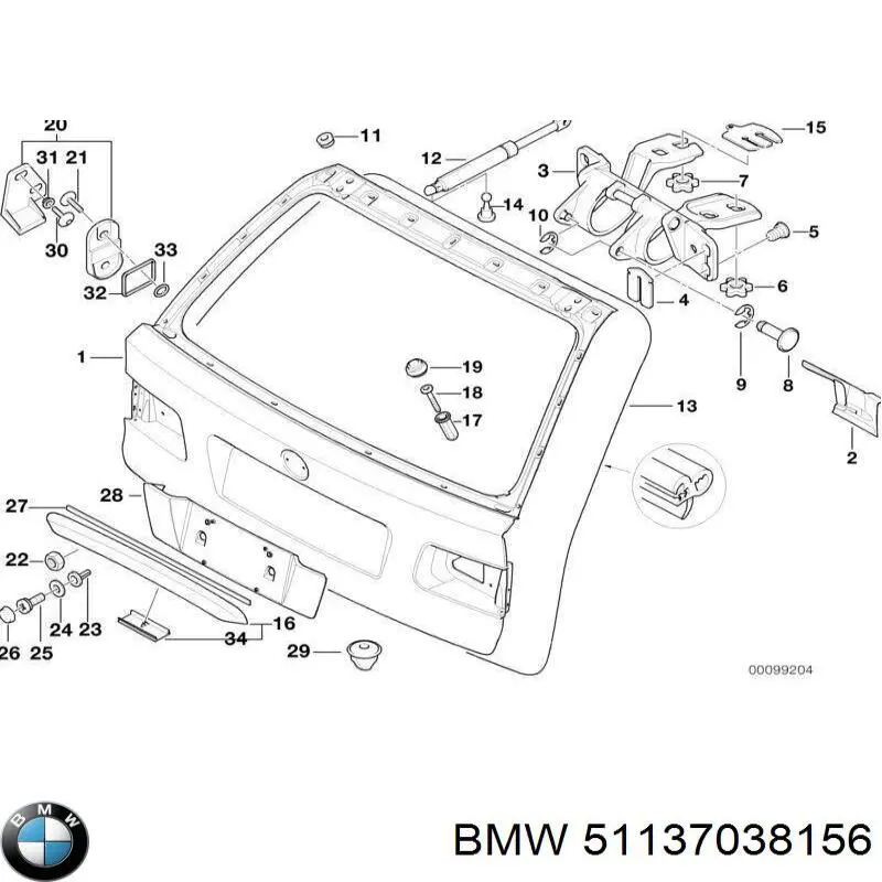 Moldura de tapa del maletero BMW 51137038156