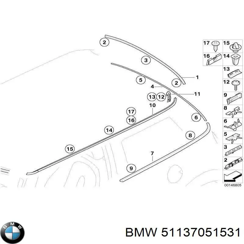 Moldura de cristal de portón trasero BMW 51317113198 precio, desde 18,88 EUR