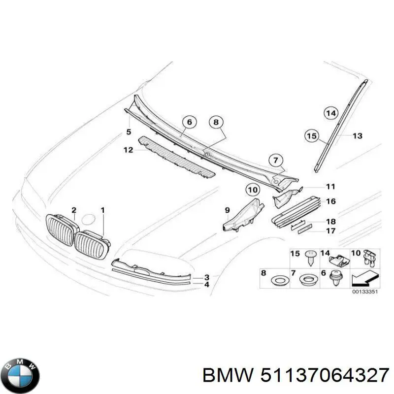 51137064327 BMW listón del faro izquierdo
