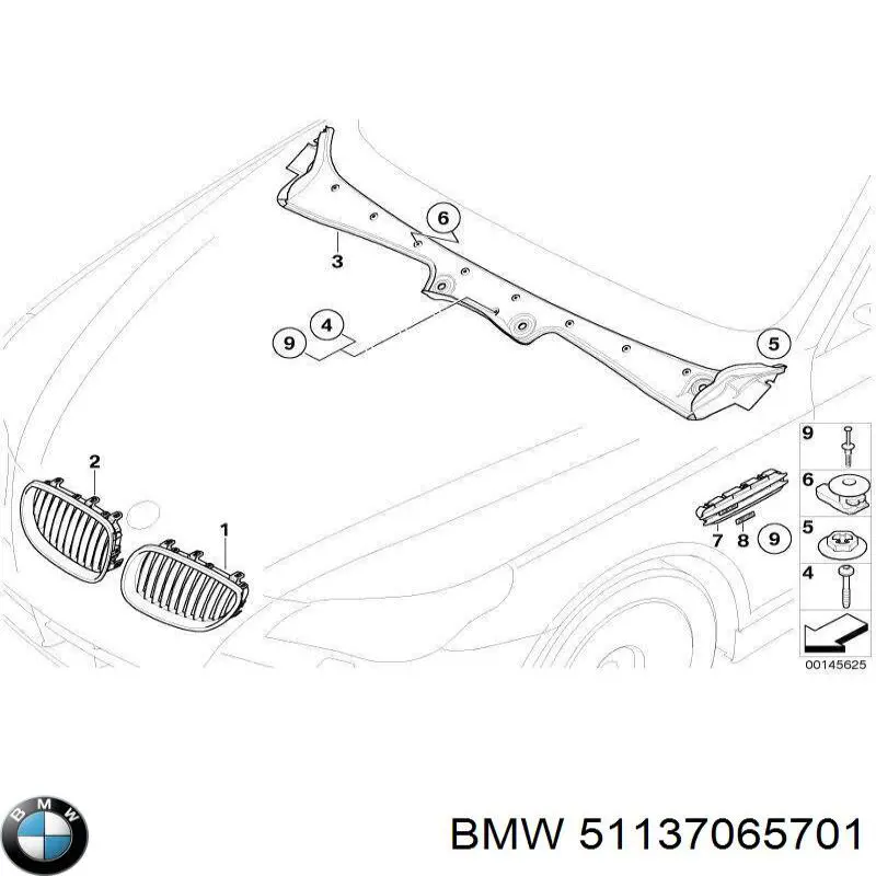 Panal de radiador izquierda para BMW 5 (E60)