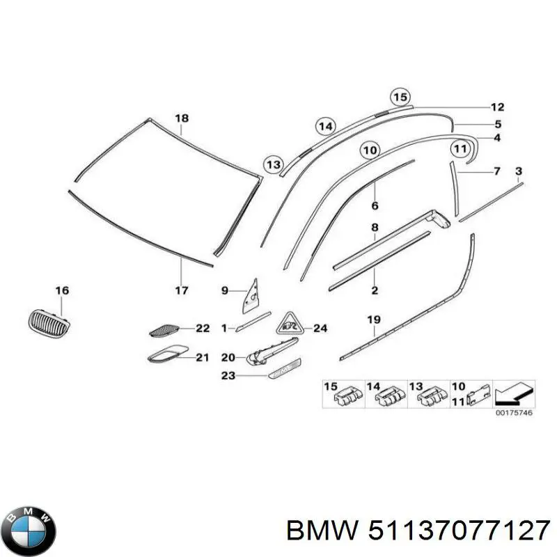 51137077127 BMW clips de fijación de pasaruedas de aleta delantera