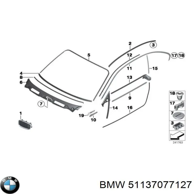Comprar 51137077127 BMW Clip de fijación del guardabarros delantero