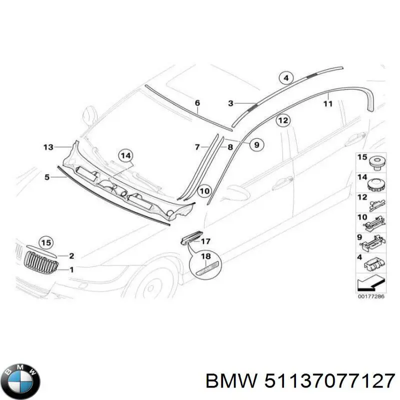 Clip de fijación del guardabarros delantero 51137077127 BMW