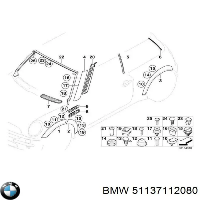 51137112080 BMW moldura de techo derecha