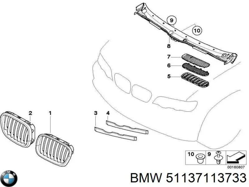 51137113733 BMW panal de radiador izquierda