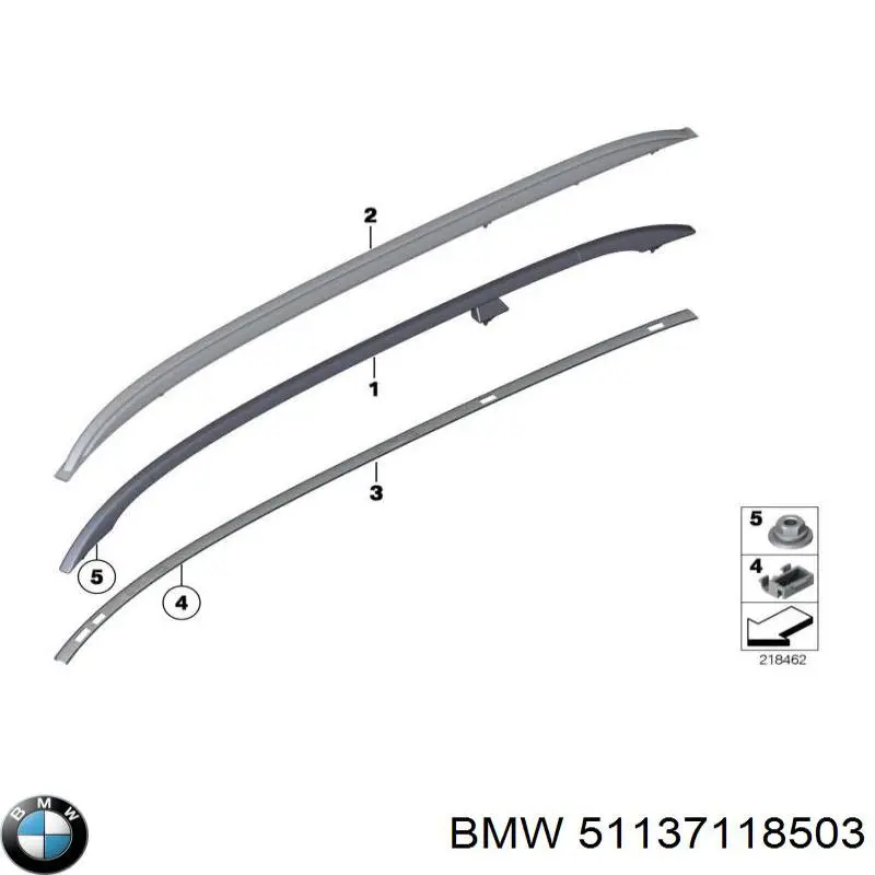 51137118503 BMW Riel de techo izquierdo