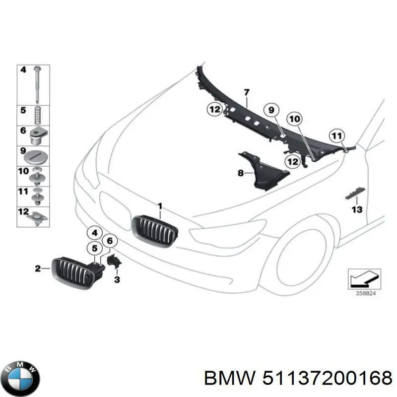 51137200168 BMW panal de radiador derecha