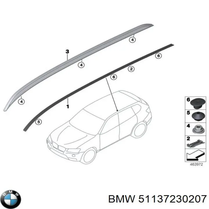 Comprar 51137230207 BMW Riel de techo izquierdo