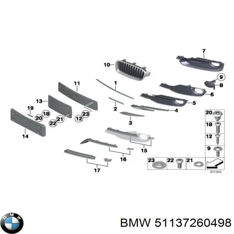 Rejilla derecha del radiador BMW 51137260498 precio, desde 31,55 EUR