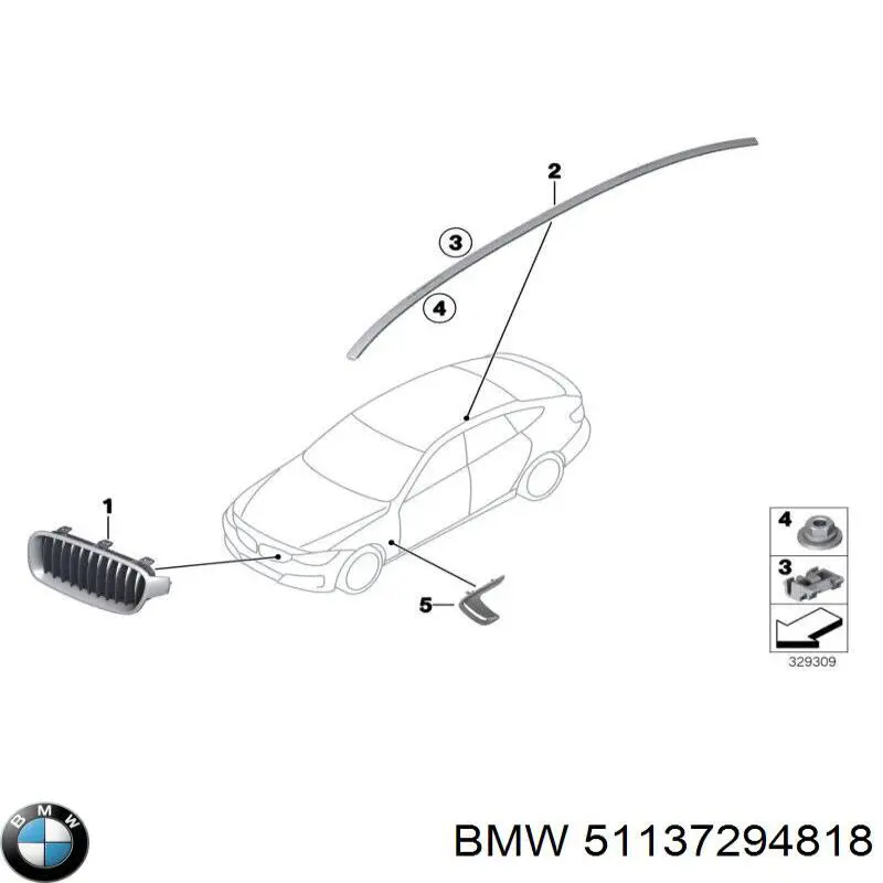 Comprar 51135A3D026 BMW Rejilla derecha del radiador