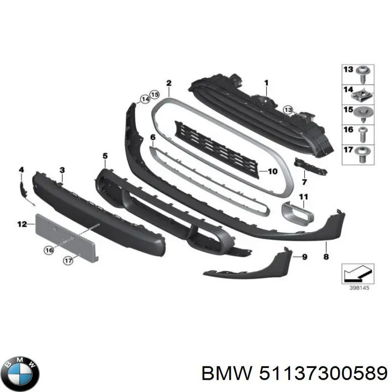 51137300589 BMW marco parrilla parachoques delantero