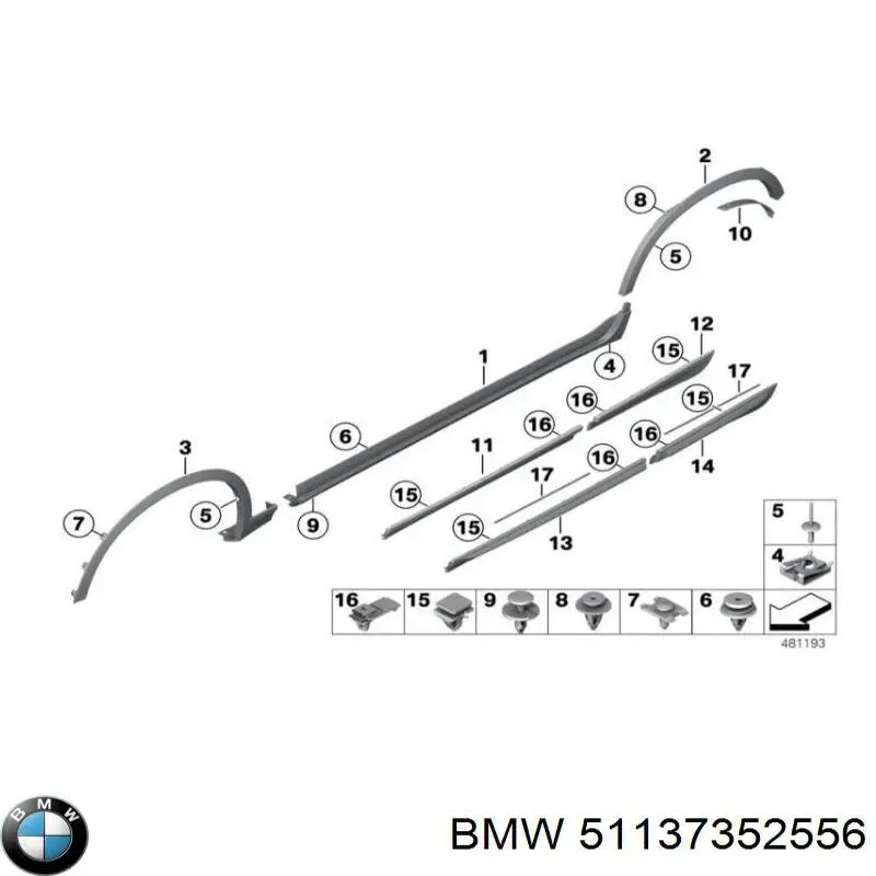 Listón de acceso exterior delantero derecho para BMW X3 (F25)