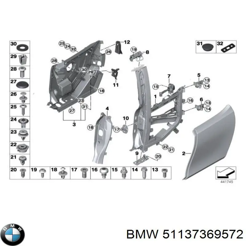 Comprar 51137369572 BMW Aleta trasera derecha