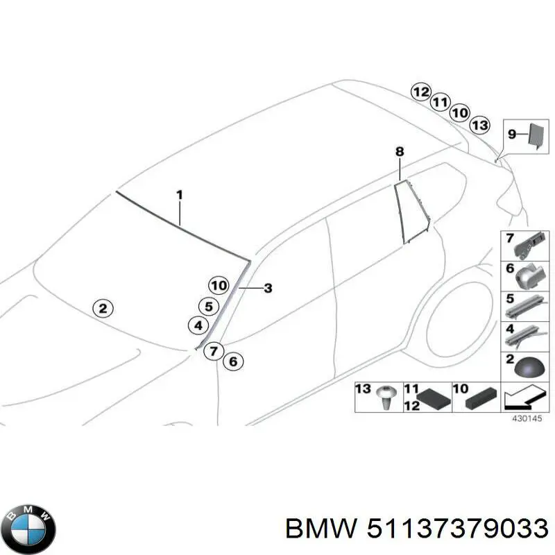 51137379033 BMW clips de fijación de pasaruedas de aleta delantera