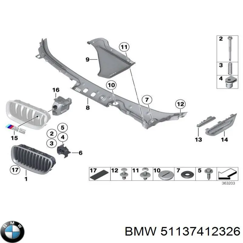 51137412326 BMW panal de radiador derecha